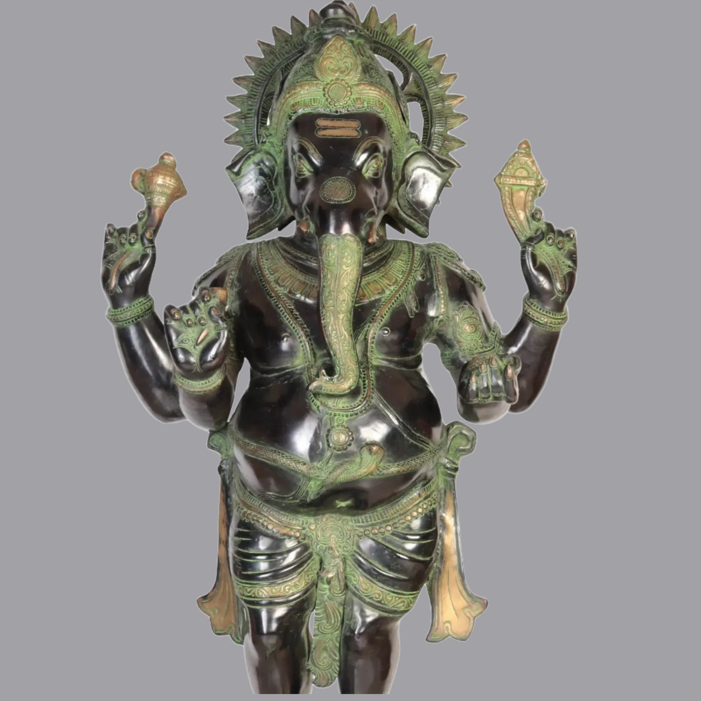 Brassaura® खड़े भगवान गणेश पीतल की मूर्ति | ऊंचाई 51 इंच