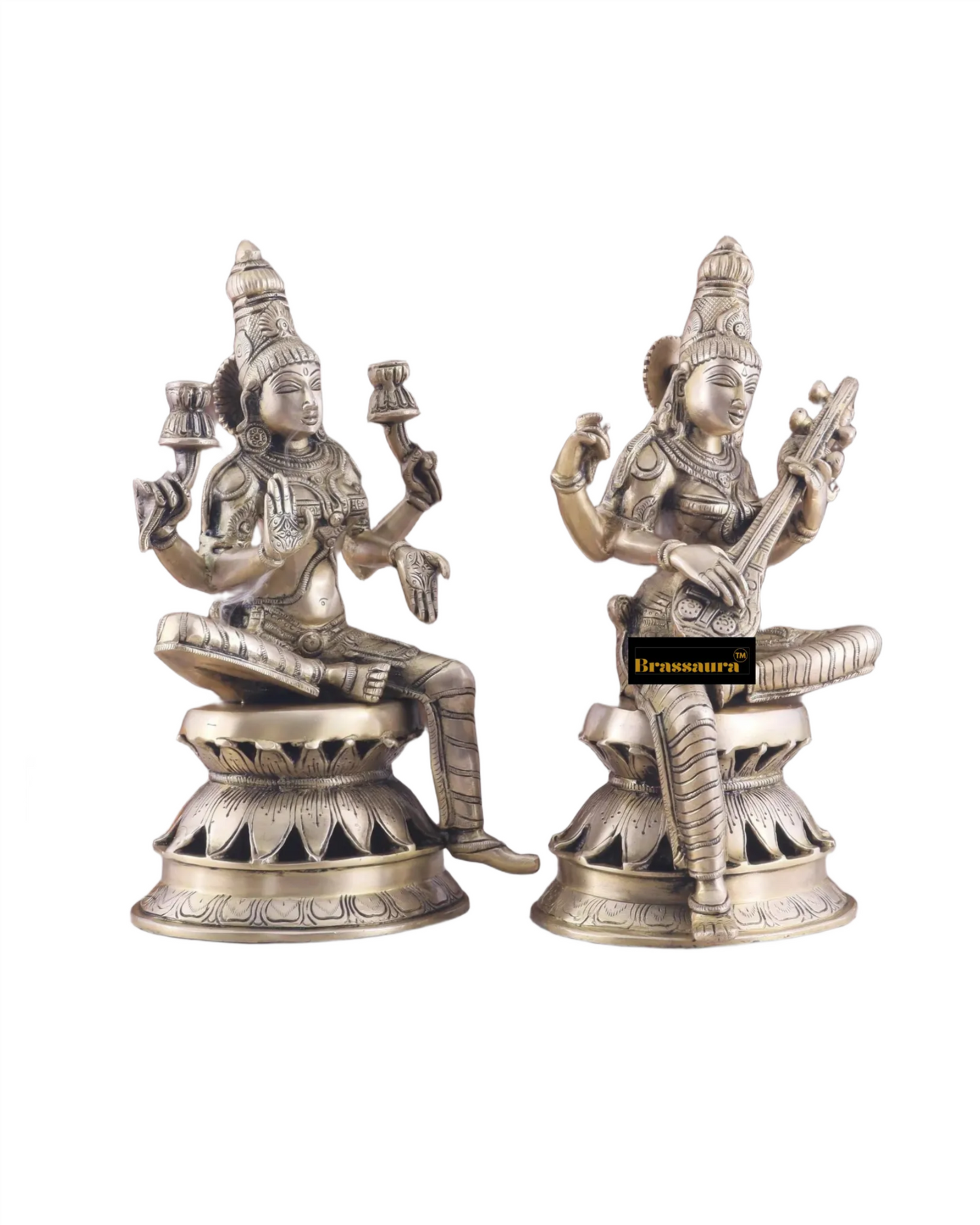 Brass Saraswati Idol for Home and Decor Height 12 Inches & Weight 9 Kgs