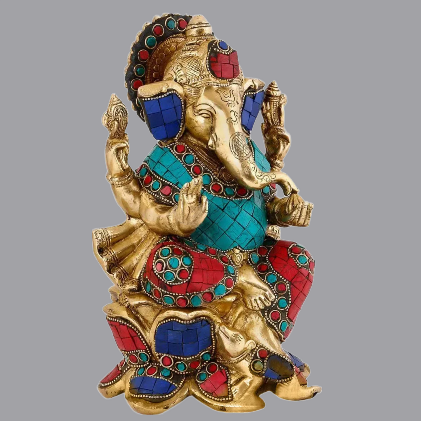 Brassaura® Seated Ganesha with Flowing Robes | Height 9 Inches & Weight 4.15 kgs