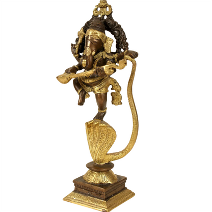 Brassaura™ Brass Mayura Ganesha Statue | Height 10 Inches & Weight 1.50 kgs