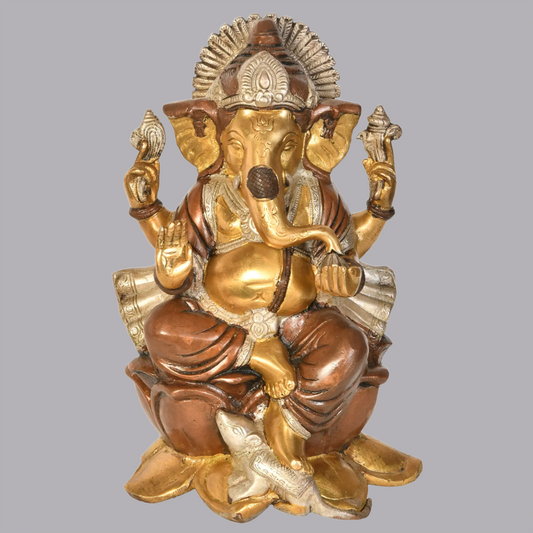 Brassaura™ Brass Lord Ganesha Idol | Height 9.5 Inches & Weight 4 kgs
