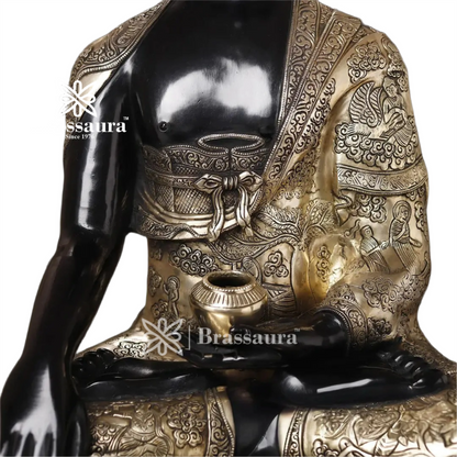 Brass Buddha For Home And Décor Weight 53.020 kg Height 33 Inch