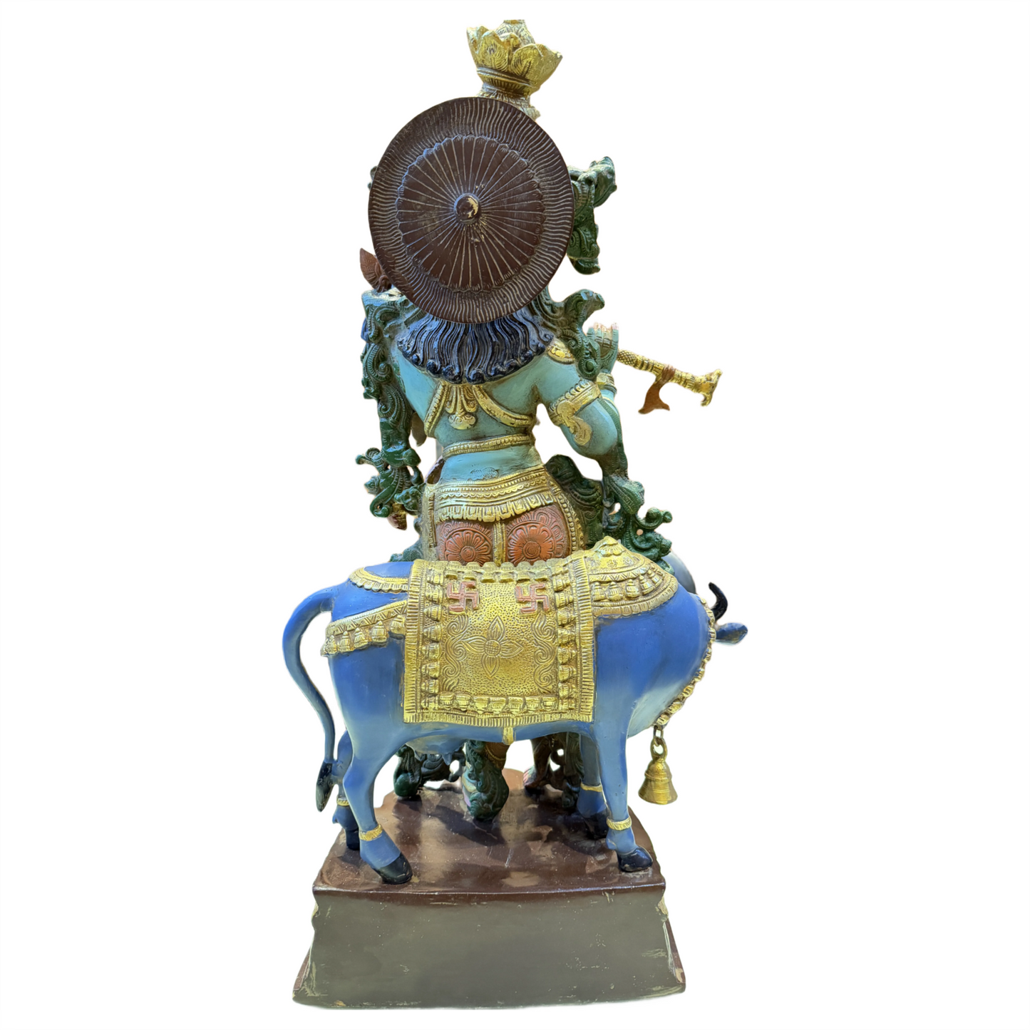 Brassaura™ Cow Krishna Brass Idol | Multicolor Finish | Height 23 Inches & Weight 23 Kgs