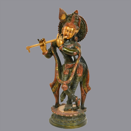 Brassaura® Brass Krishna Statue | Height 11.02 Inches & Weight 2.30 kg