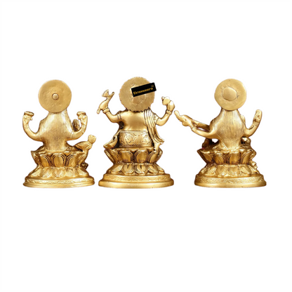 Brass Antique Laxmi Ganesha Saraswati Height 5 Inches & Weight 3 Kgs