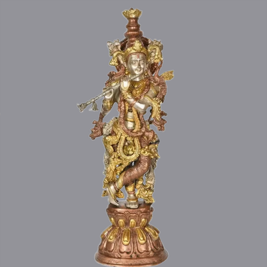 Brassaura® Brass Krishna Statue | Height 24.02 Inches & Weight 11.40 kg