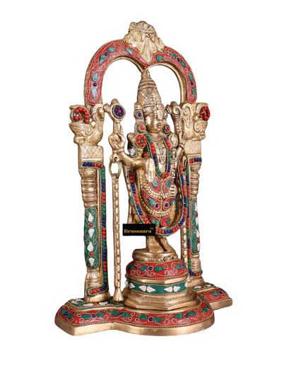 Brass Gem Stone Work Balaji Idol For Home Decor Height 14 Inch & Weight 5.6 Kg