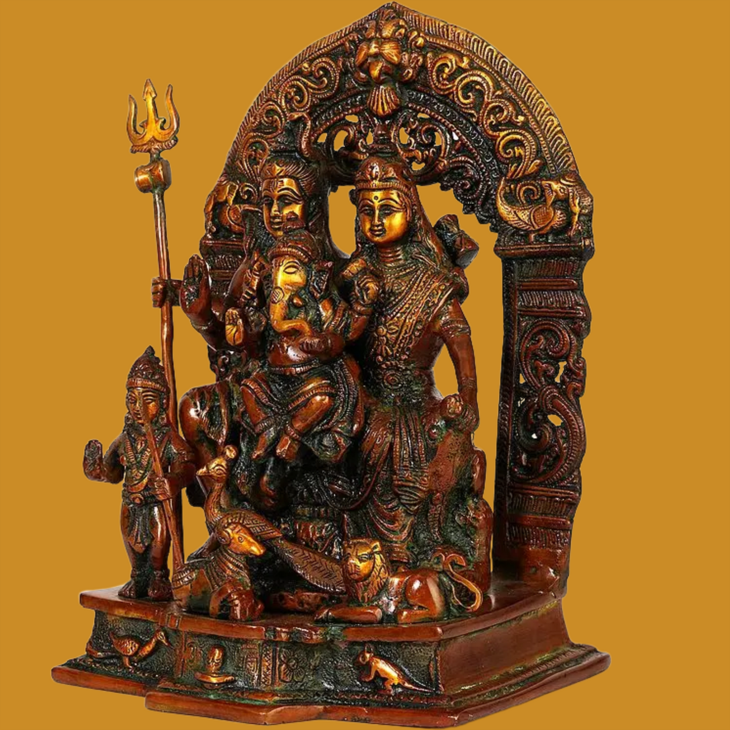 Brassaura™ Brass Shiv Family Statue | Height 12 Inches & Weight 6.80 kg