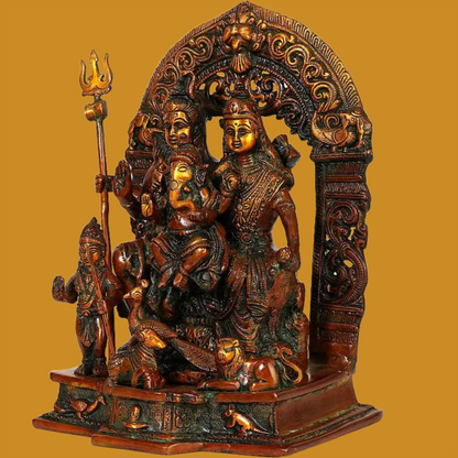 Brassaura™ Brass Shiv Family Statue | Height 12 Inches & Weight 6.80 kg