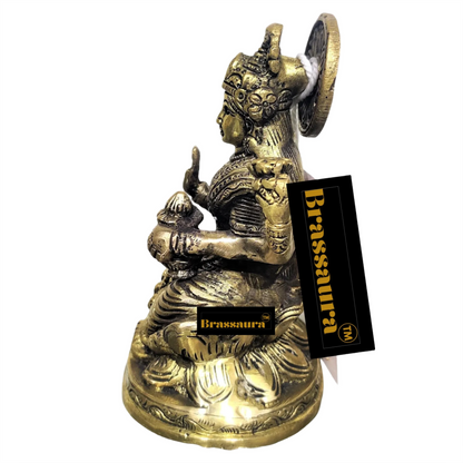 Brass Laxmi Idol for Home and Decor Height 5.5 Inches & Weight 0.86 Grams