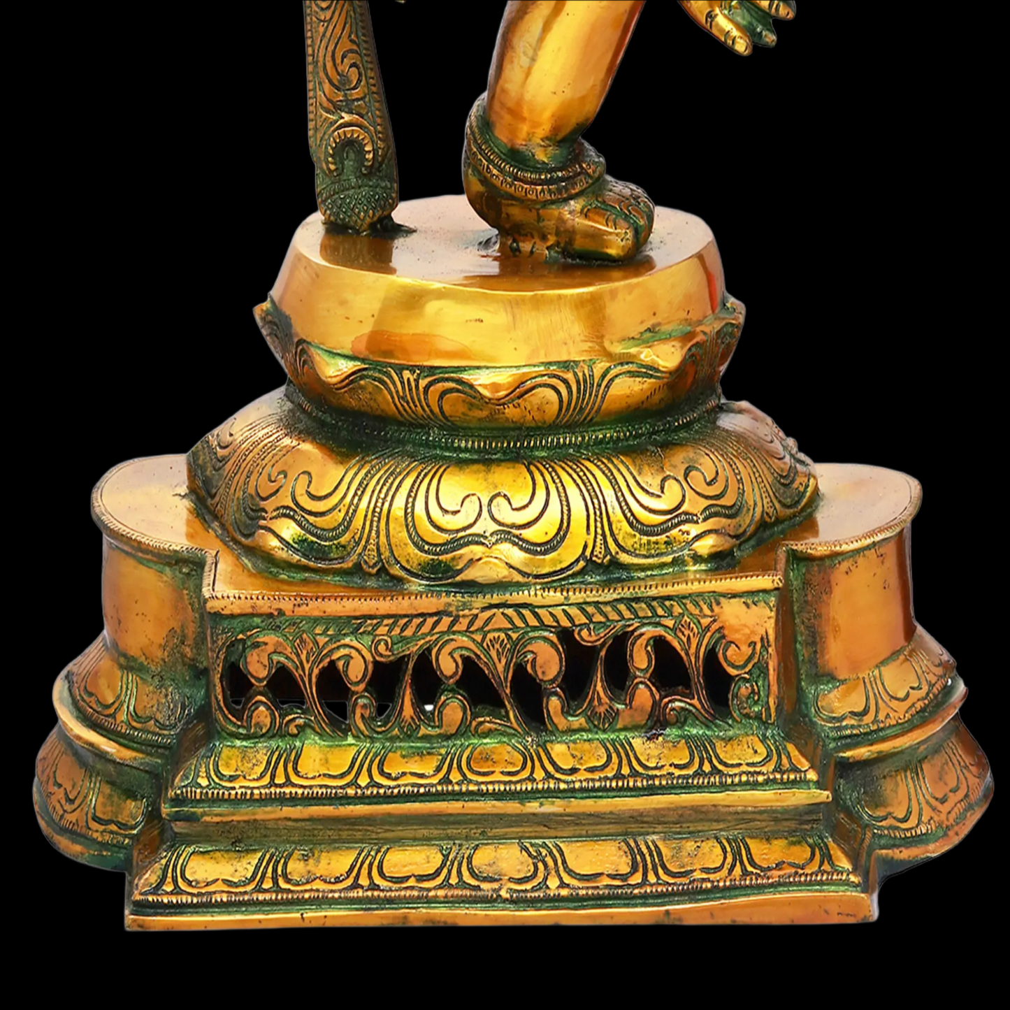 Brassaura® Dancing Ganesha on Ornate Pedestal | Brass Sculpture | Height 25 Inches & Weight 20.70 kgs