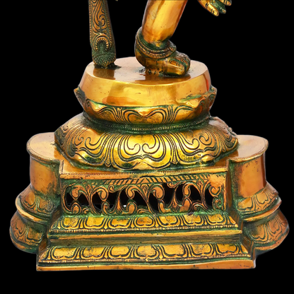 Brassaura® Dancing Ganesha on Ornate Pedestal | Brass Sculpture | Height 25 Inches & Weight 20.70 kgs