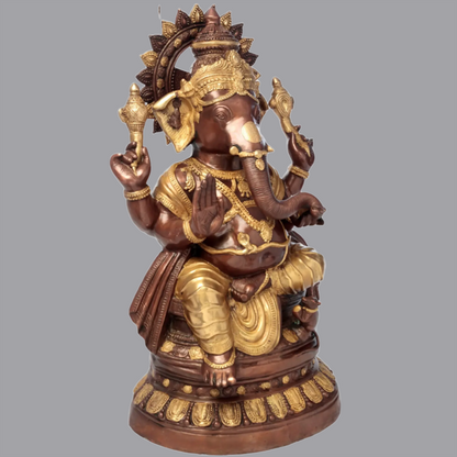 Brassaura™ Large Pagdi Ganesha Brass Statue | Height 35 Inches | Weight 48 kgs