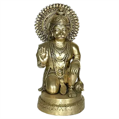 ब्रासौरा® आसीन आशीर्वाद हनुमान | पीतल की मूर्ति | ऊंचाई 19 इंच और वजन 15.50 किलोग्राम