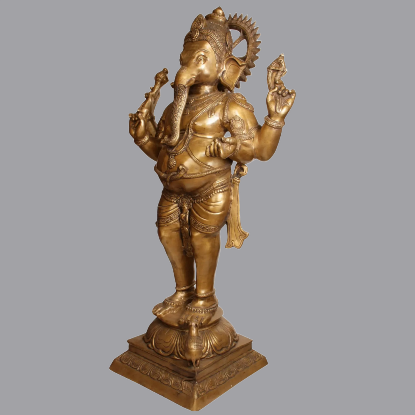 Brassaura® Standing Lord Ganesha Brass Statue | Height 51 Inches