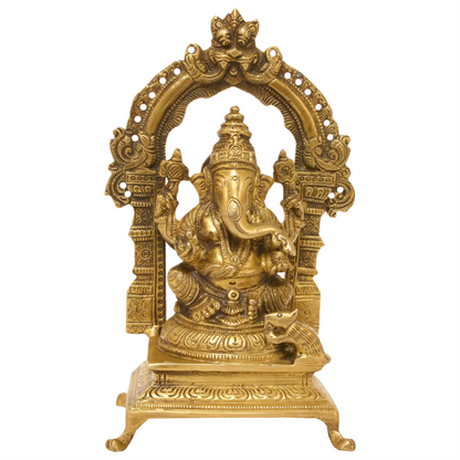 Brassaura™ Brass Lord Ganesha Idol | Height 8.5 Inches & Weight 1.70 kgs