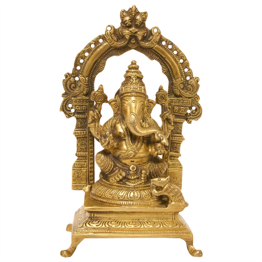 Brassaura™ Brass Lord Ganesha Idol | Height 8.5 Inches & Weight 1.70 kgs