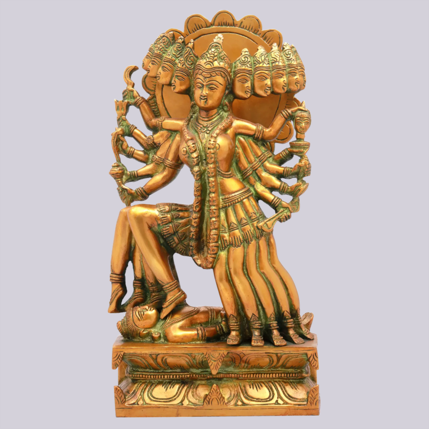 Brassaura™ Beyond Mahakali’s Ferocity | Intricately Handcrafted Brass Sculpture | Height 15.5 Inches & Weight 8.20 kgs