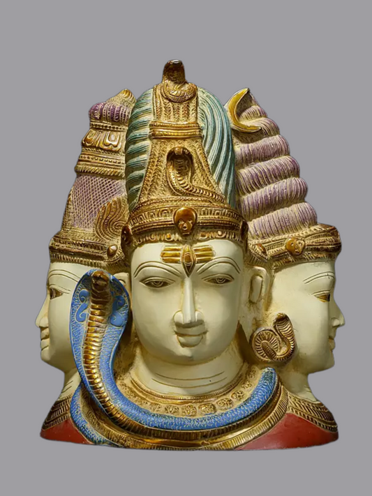 Brassaura® Brass Shiva Head Statue | Height 11.5 Inches & Weight 9.51 kg