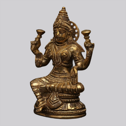ब्रसाउरा® ब्रास लक्ष्मी देवी प्रतिमा | ऊँचाई 5.51 इंच और वज़न 0.90 किग्रा