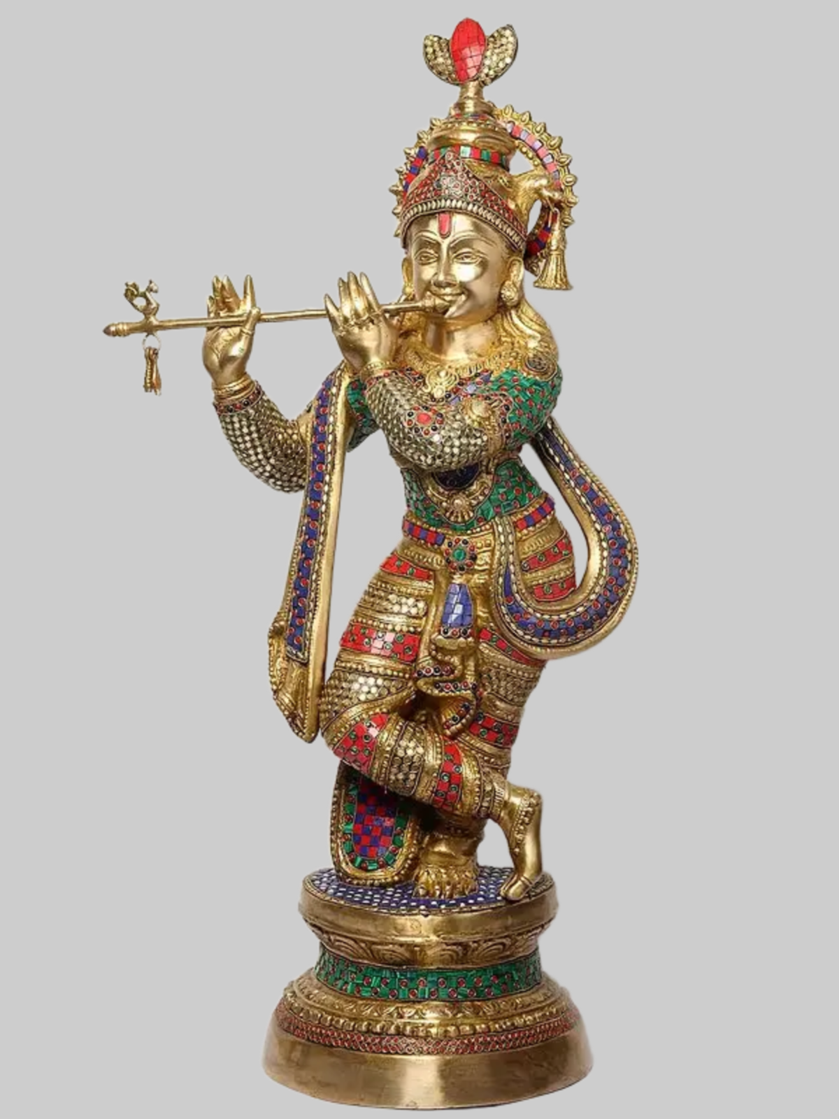 Brassaura® Brass Krishna Ji Statue | Height 36 Inches & Weight 24.40 kg
