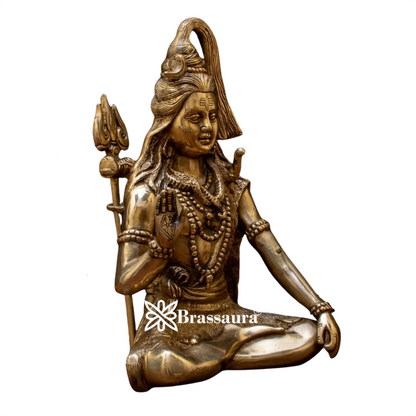 Brassaura™ Artistic Brass Lord Shiva Murti – Height 12 Inches & Weight 4.5 Kgs | Sacred Décor