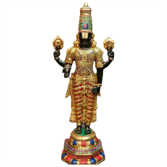 Brassaura™ Pure Brass Tirupati Balaji Idol – 33.5 Inches, 22 Kgs