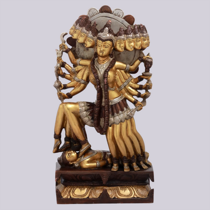 Brassaura™ Beyond Mahakali’s Ferocity | Intricately Handcrafted Brass Sculpture | Height 15.5 Inches & Weight 8.20 kgs