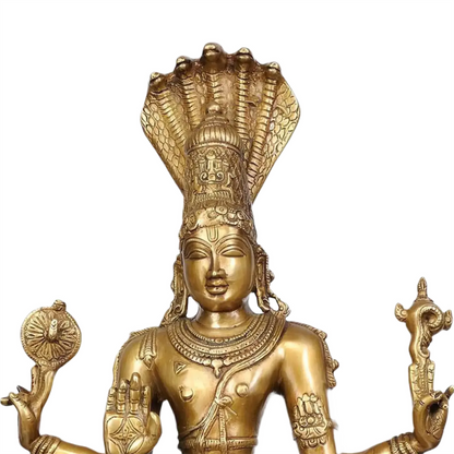 ब्रॉसौरा® भगवान विष्णु की मूर्ति | शुद्ध पीतल | ऊंचाई 32 इंच और वजन 19.50 किलोग्राम