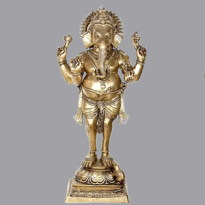 Brassaura® Standing Lord Ganesha Brass Statue | Height 51 Inches