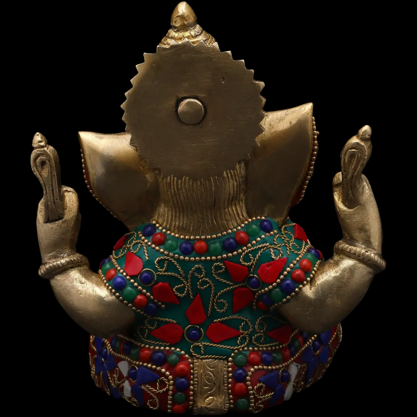 Brassaura™ Brass Ganesha Statue with Inlay Work | Height 6 Inches & Weight 1.63 kgs