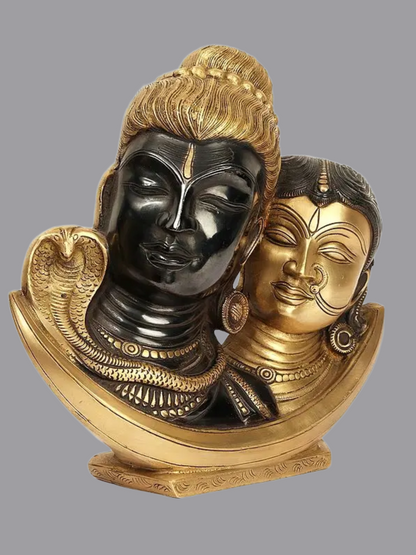 Brassaura® Brass Shiv Parvati Modern Art Sculpture | Height 9.5 Inches & Weight 4.52 kg
