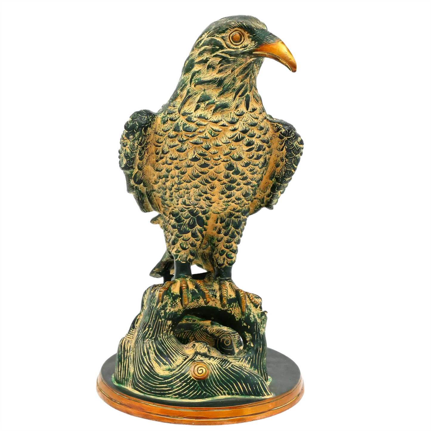 Brassaura® Regal Eagle on Stump | Brass Statue | Height 14.96 Inches & Weight 10.74 Kgs