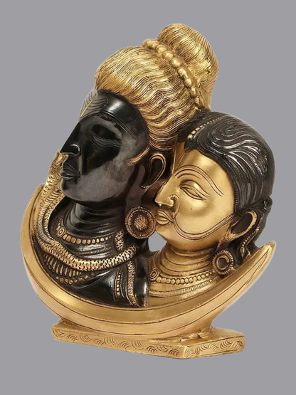 Brassaura® Brass Shiv Parvati Modern Art Sculpture | Height 9.5 Inches & Weight 4.52 kg