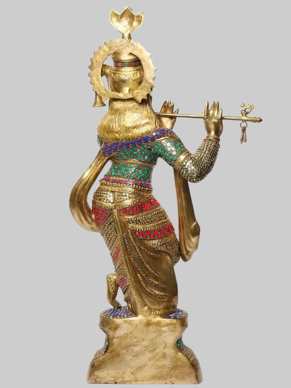 Brassaura® Brass Krishna Ji Statue | Height 36 Inches & Weight 24.40 kg