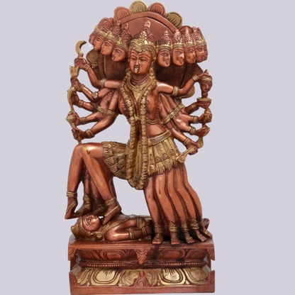 ब्रासौरो™ महाकाली के प्रचण्ड रूप से परे | जटिल रूप से हस्तनिर्मित पीतल की मूर्ति | ऊँचाई 15.5 इंच और वज़न 8.20 किलोग्राम
