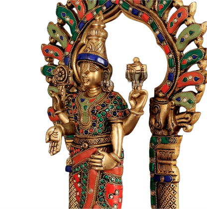 Brassaura™ Brass Lord Venkateshwara Swamy Statue with Prabhavali – 17 Inches, 7.6 Kgs