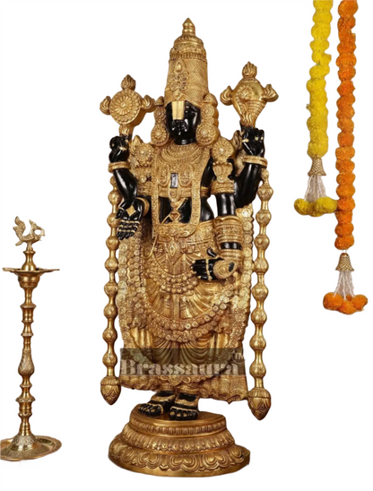 Brassaura™ Majestic Brass Lord Venkateshwara Idol – 48 Inches, 49 Kgs