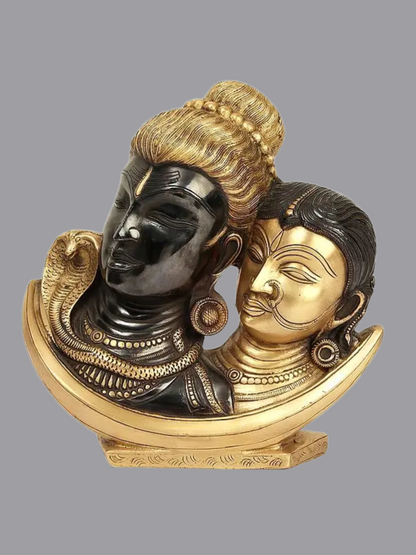 Brassaura® Brass Shiv Parvati Modern Art Sculpture | Height 9.5 Inches & Weight 4.52 kg