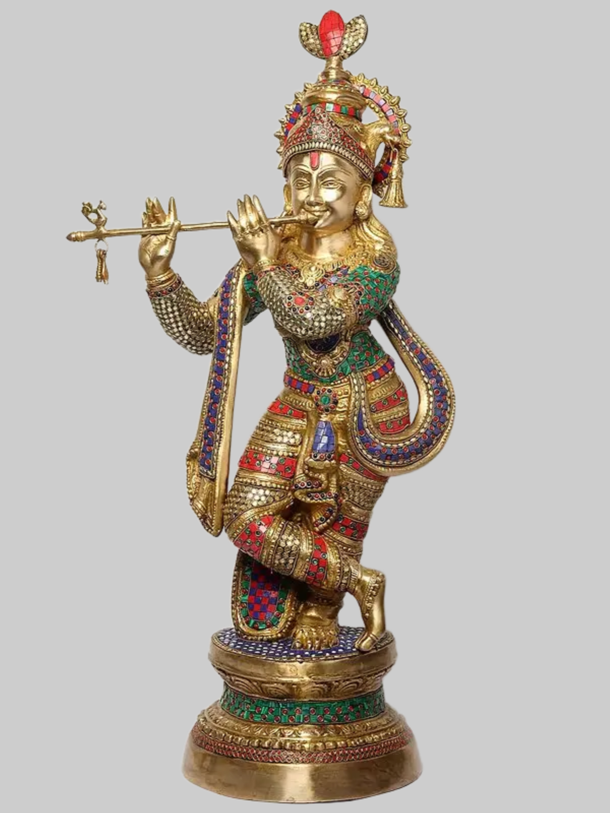 Brassaura® Brass Krishna Ji Statue | Height 36 Inches & Weight 24.40 kg