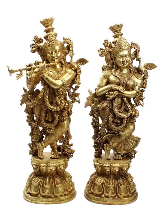 Brassaura® Brass Radha Krishna Statue | Height 47 Inches & Weight 110 kg