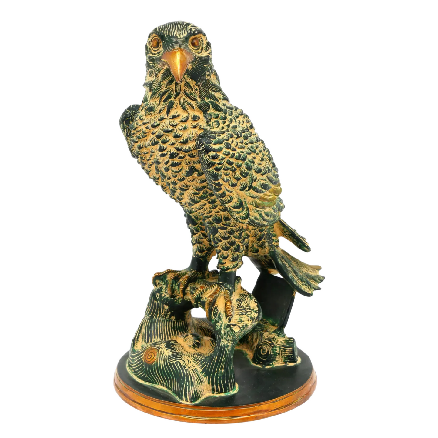 Brassaura® Regal Eagle on Stump | Brass Statue | Height 14.96 Inches & Weight 10.74 Kgs