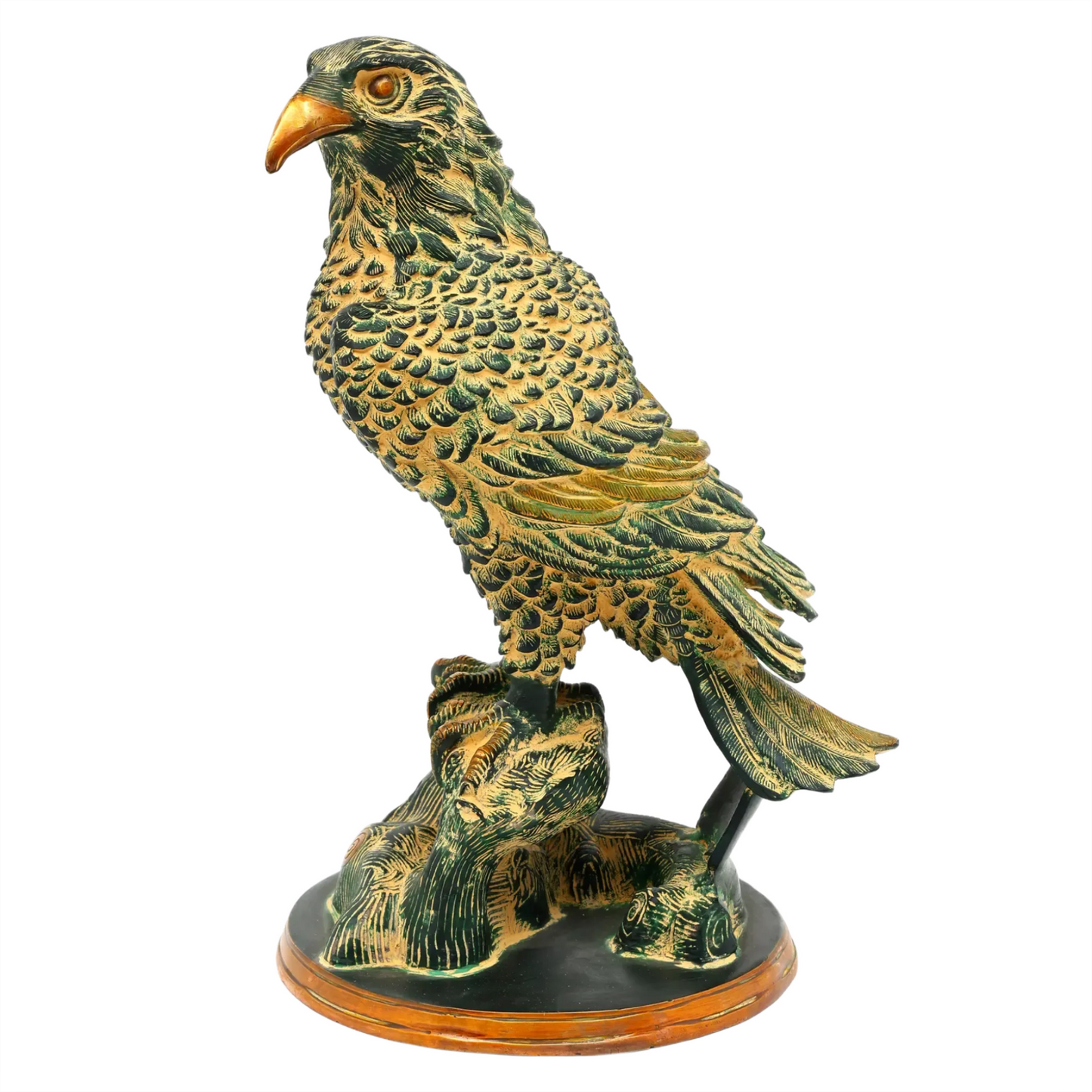 Brassaura® Regal Eagle on Stump | Brass Statue | Height 14.96 Inches & Weight 10.74 Kgs