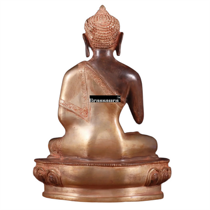 Brass Blessing Buddha For Home Decor Weight 3.42 kg & Height 10.5 Inch