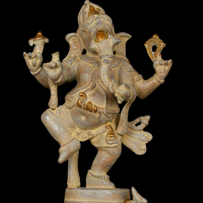 Brassaura™ Brass Dancing Ganesha Statue | Height 13 Inches & Weight 5 kgs