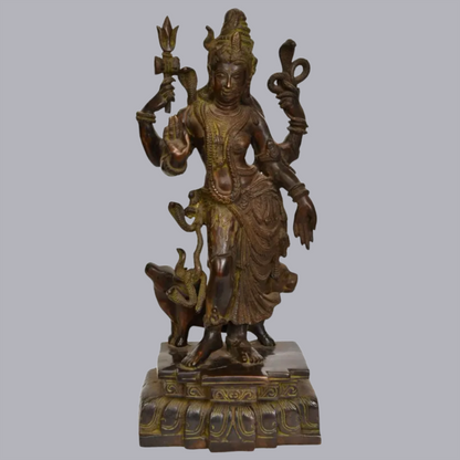 Brassaura® Brass Ardhanarishwara Statue | Height 17.5 Inches & Weight 8.90 kg