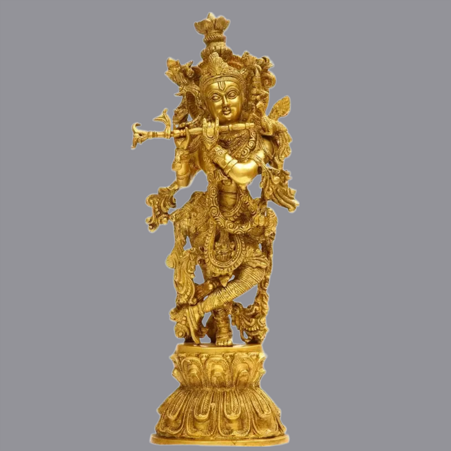 Brassaura® Brass Krishna Statue | Height 18.31 Inches & Weight 5.40 kg