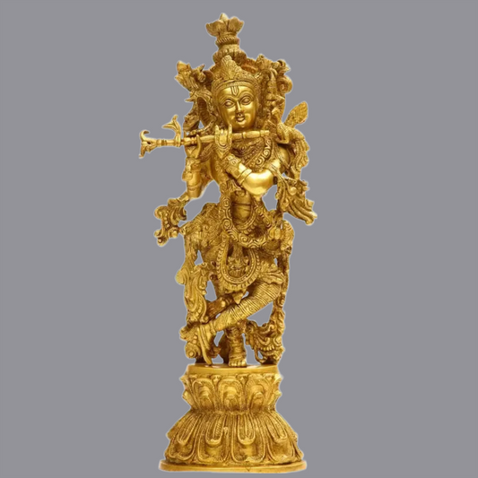 Brassaura® Brass Krishna Statue | Height 18.31 Inches & Weight 5.40 kg