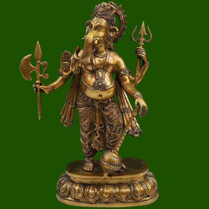 Brassaura™ Brass Ganesha Statue | Height 19 Inches & Weight 10.60 kgs