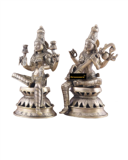 Brass Saraswati Idol for Home and Decor Height 12 Inches & Weight 9 Kgs